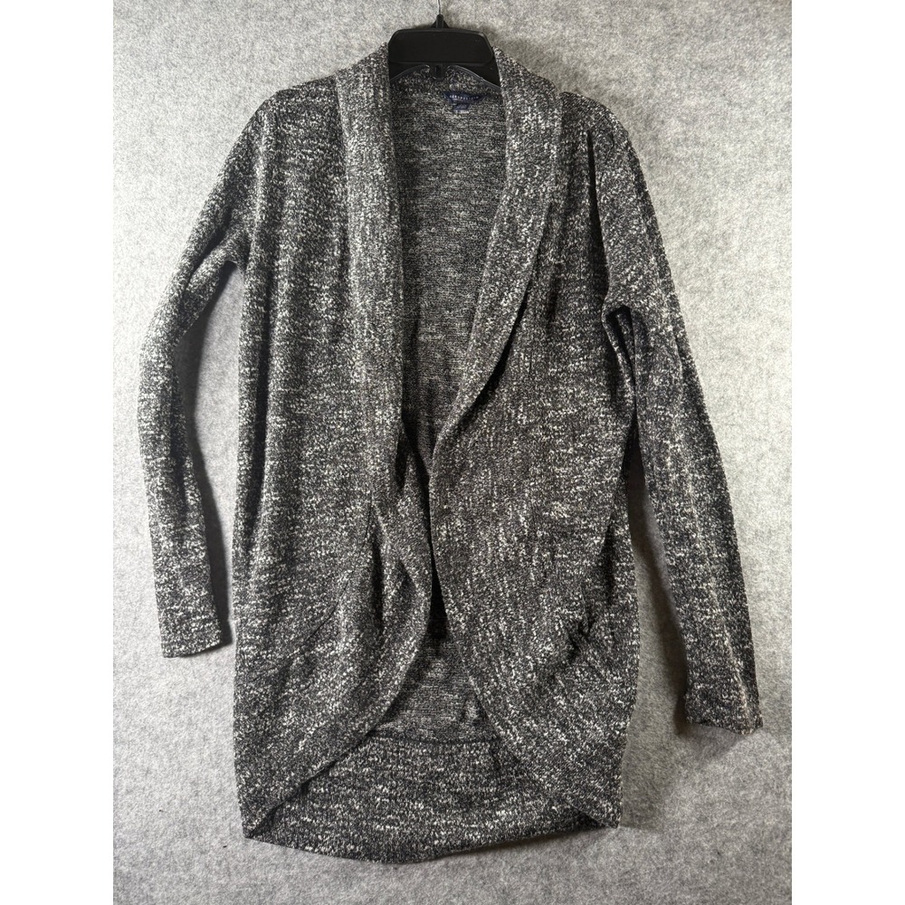 Aeropostale Womens Small Gray Marled Knit Open Front Shawl Cardigan Sweater